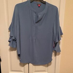Vince Camuto Blue Ruffle Sleeve Blouse
